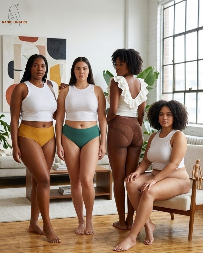 lot de 4 culottes alliant douceur, maintien et élégance. Matière stretch qui épouse les courbes, dentelle raffinée et gousset 100% coton pour hygiène et confort.